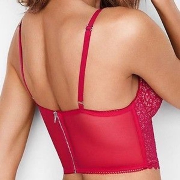 NWT!! VICTORIA’S SECRET Padded Demi-Buste Cousinne Longline Lace Bra 32D - Picture 8 of 16